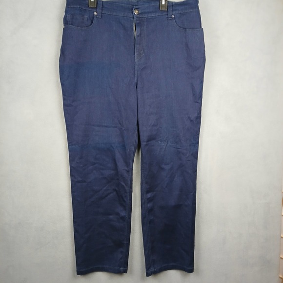 Liz & Me For Catherines Jeans Women 20W Blue Dark Wash Denim Cotton Straight Leg - Picture 1 of 7